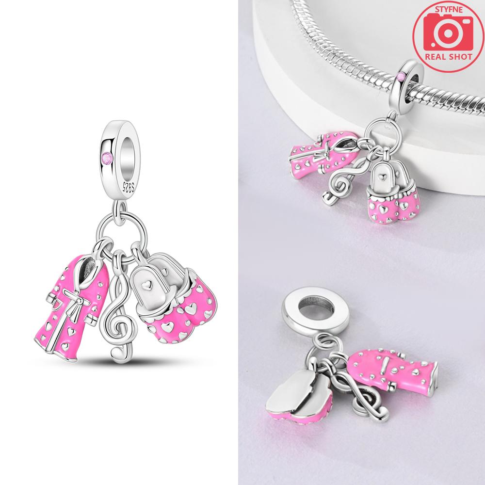 copper Authentic Starry Sky Astronaut Pink Star Shape Pendant Bracelets Musical Charm Ice Cream Bead Charms Compatible With Bracelets Women Diy Gift