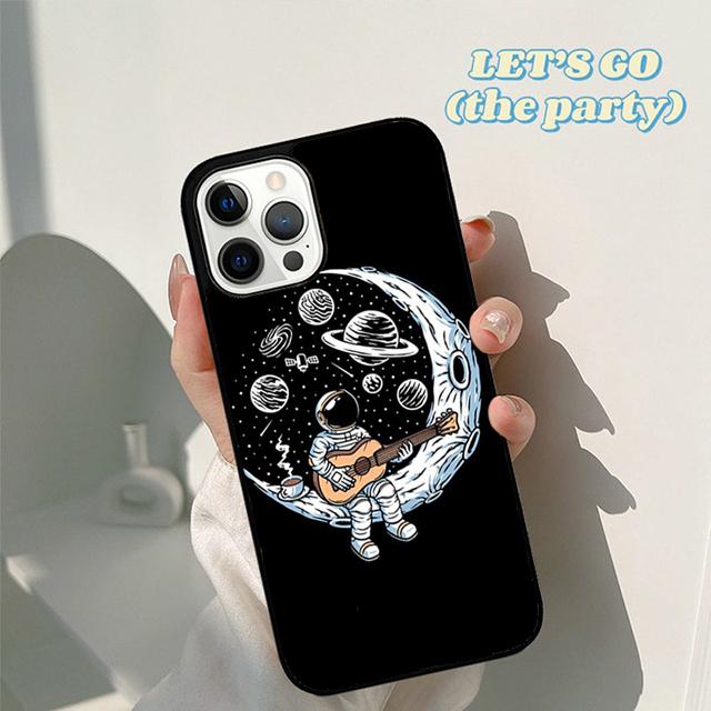 Autumu Moon Stars Space Astronaut Phone Case Cover for iPhone 17 Air 16 16e 15 12 11 13 14 Pro Max Apple Plus Coque