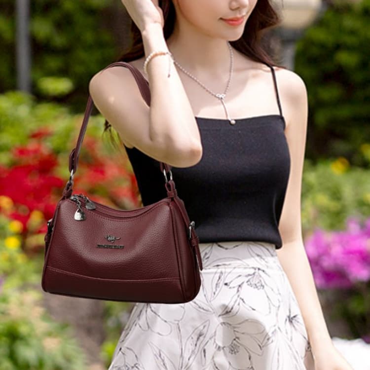 Lychee pattern leather crescent moon small bag single shoulder messenger women's bag
