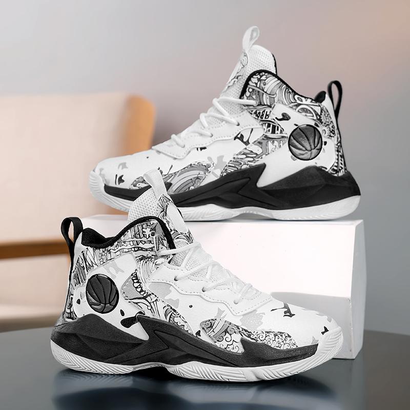 New Children High Top Sneaker Leather Sports Shoes for Boy Kids Comfort Anti-slip Basketball Shoes Outdoor Walking Sneaker