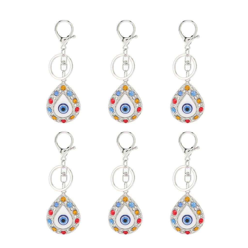 6Pcs Eye Keychains Durable Metal Stylish Rhinestone Bright Colors Lobster Clasp Keychain for Car Handbag Purse