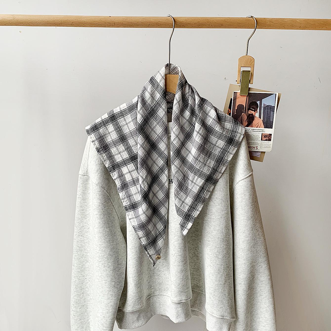 2026 new 65 cotton and linen square scarf literary and retro plaid decorative scarf shawl versatile square scarf silk scarf 65*65