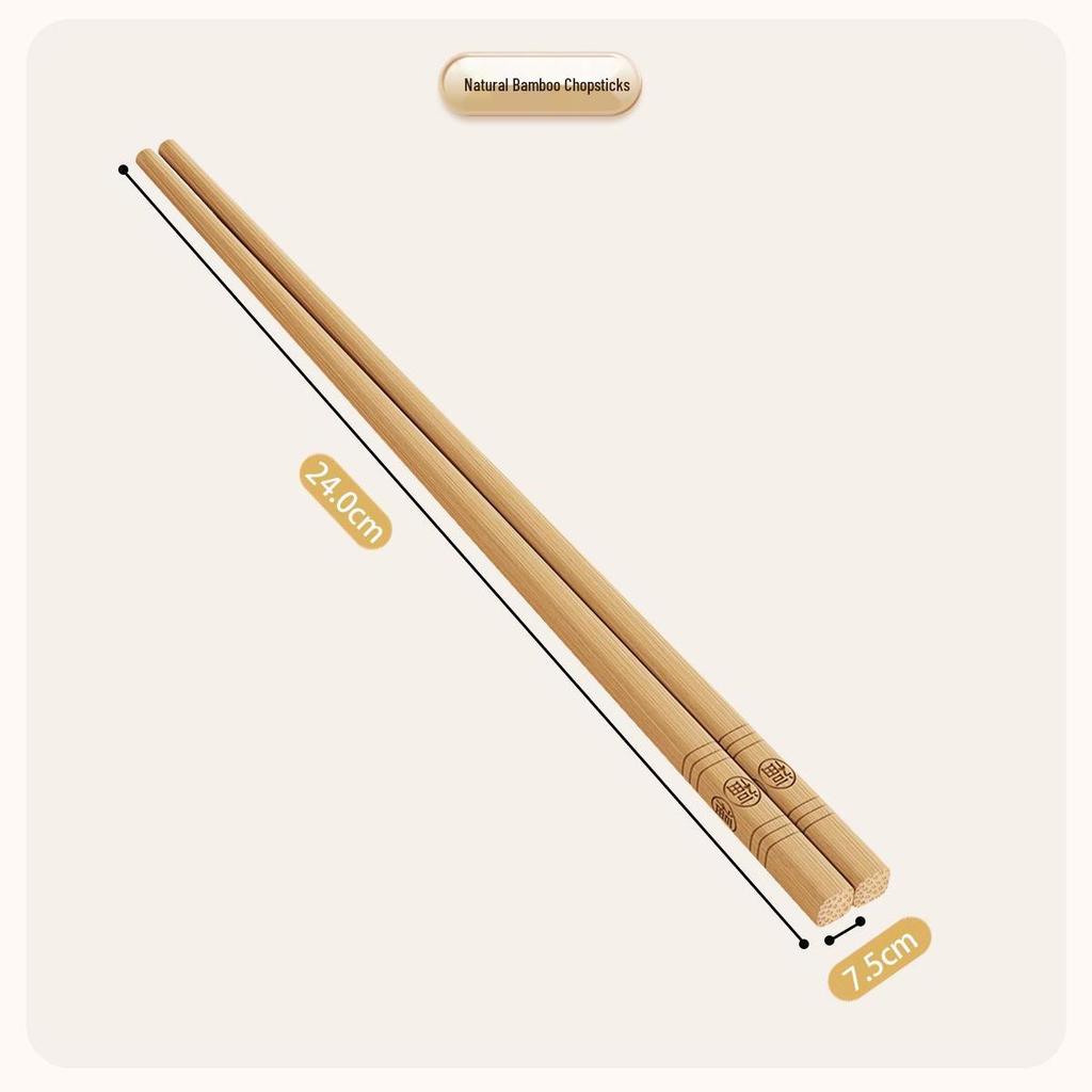Mold-Resistant Four-Sided Nanmu Bamboo Chopsticks, High-Grade Carbonized Tableware