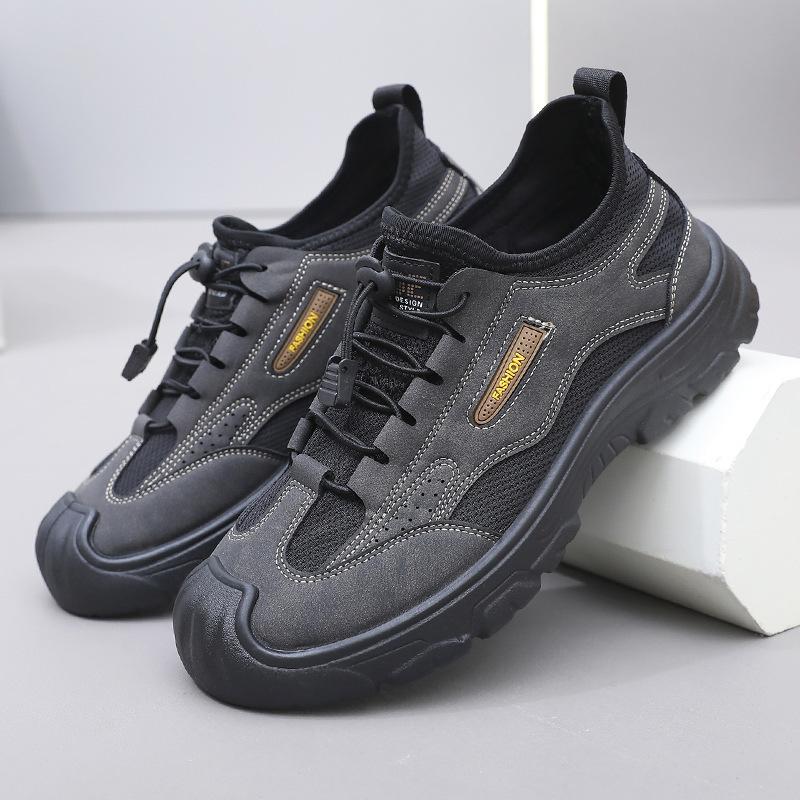 Spring New Hiking Shoes Men's Outdoor Breathable Comfortable Walking Shoes Versatile Casual Shoes One Pedal Soft-soled Dad Shoes
