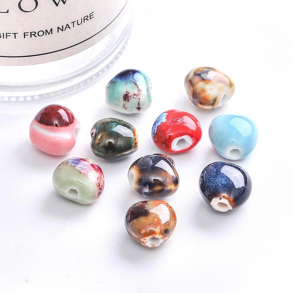 12x11mm 10 Stück Blume Glasur Porzellan Kleine Herzform Perlen Anhänger für DIY Schmuckherstellung