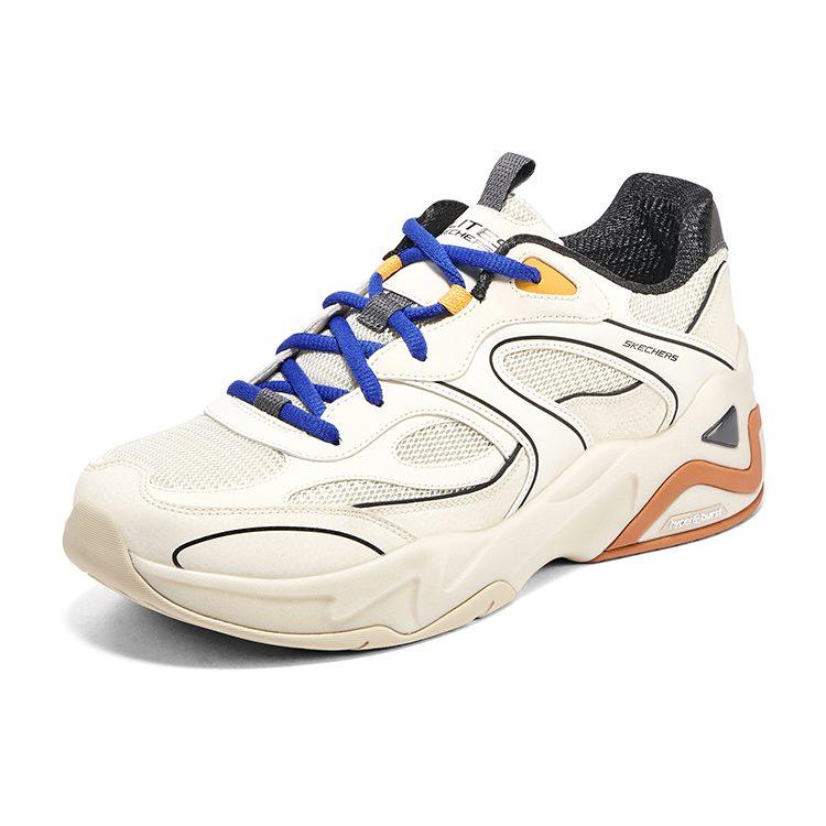 Skechers D'LITES HYPER BURST Hyper Burst Textile, Leather Low Top Chunky Sneakers Men's White Black Orange 232425-NTMT