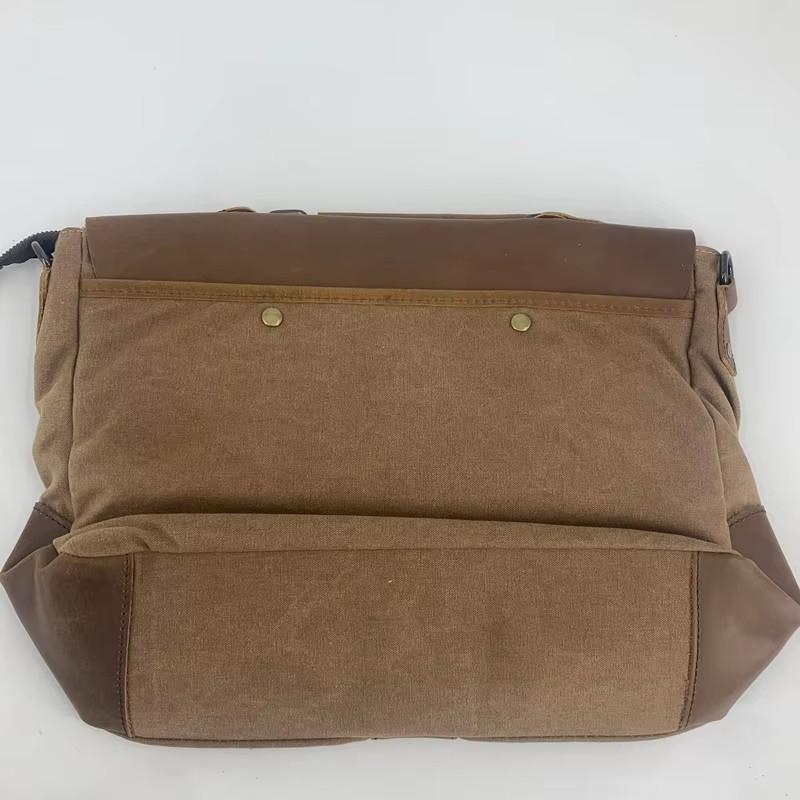 Casual Canvas With Leather Briefcase Men Messenger Bag Flap Pocket Handheld Shoulder Crossbody Bag Business Office Laptop Bags