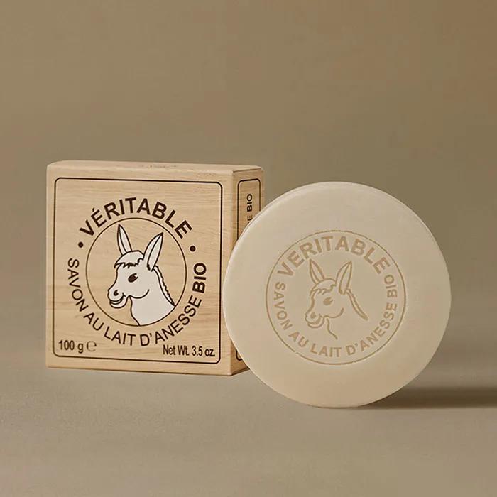 French Natural Cleansing Soap Donkey Milk Round Paper Case 100g