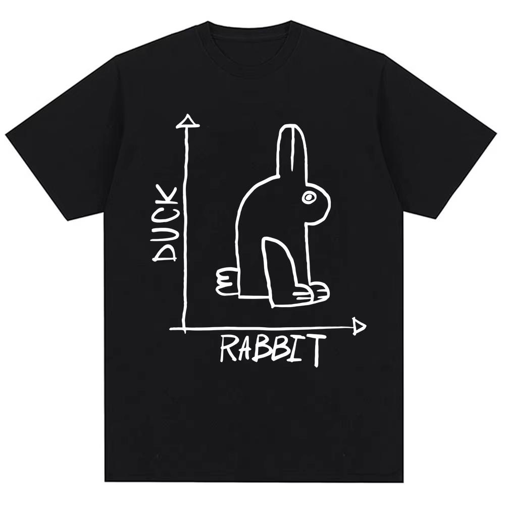 Maglietta Meme Design Coniglio Anatra Divertente Moda Uomo Donna Umorismo Carino Manica Corta Oversize 100% Cotone Magliette Casual Streetwear