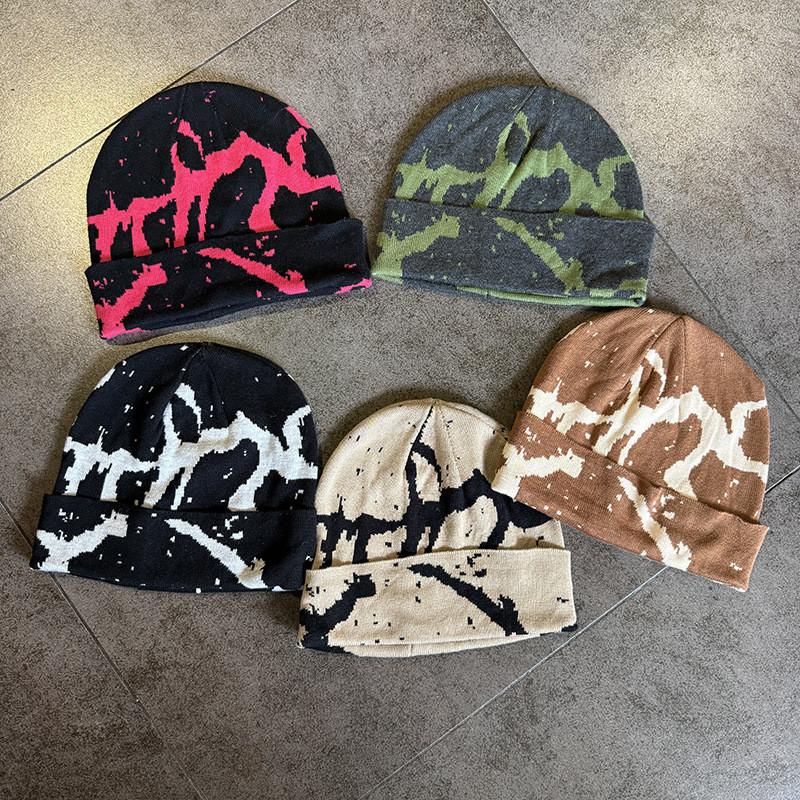 Jacquard Knit Striped Beanie Cap For Warm Winter Fashion Streetwear Hat Gift