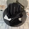Sudadera Corta Casual a Rayas Traje Deportivo Mujer Otoño Sudadera con Cremallera Suelta Cordón Elástico Pantalones de Pierna Ancha Conjunto de Dos Piezas