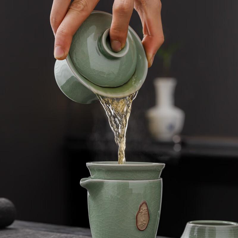 Ge Kiln Ceramic Kung Fu Tea Set - 10-Piece Gift Set