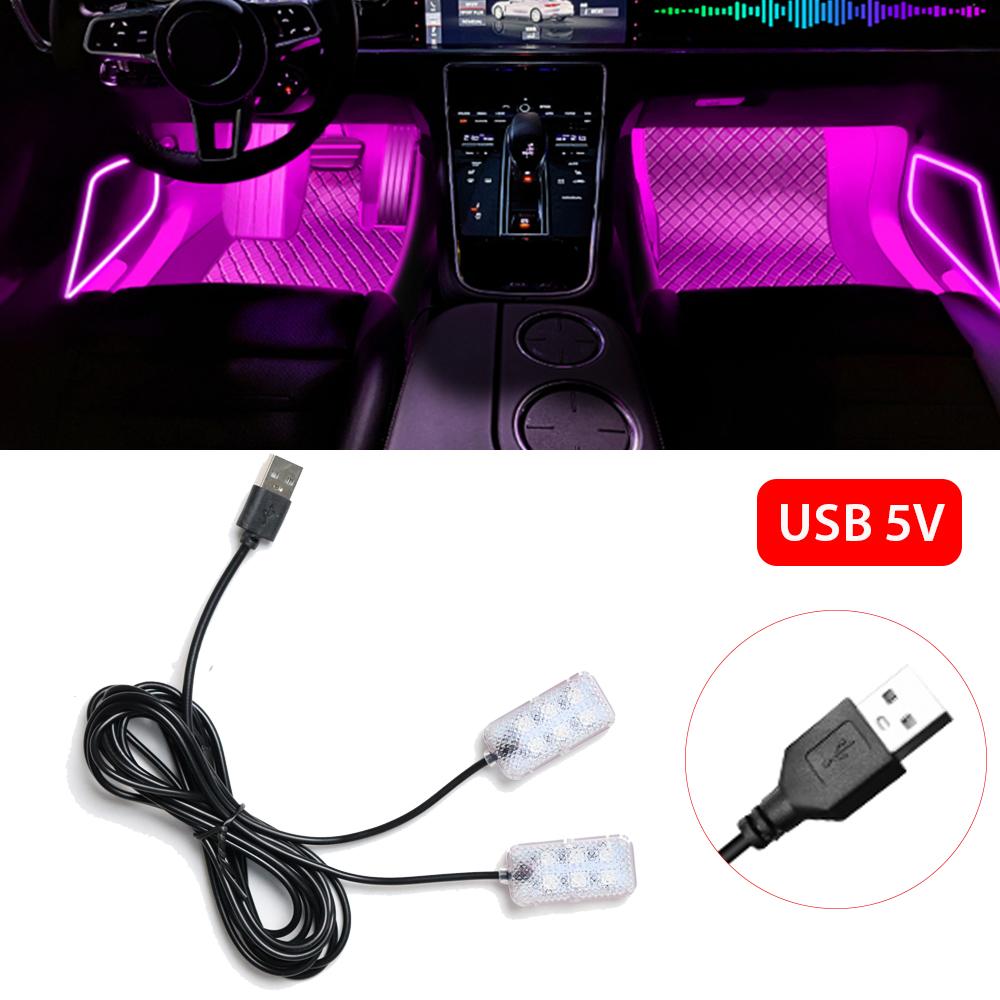 Car Neon Light Foot Light LED Interior Decoration Backlight Cigarette Lighter USB Atmosphere Lamp Auto Decorative Accessories