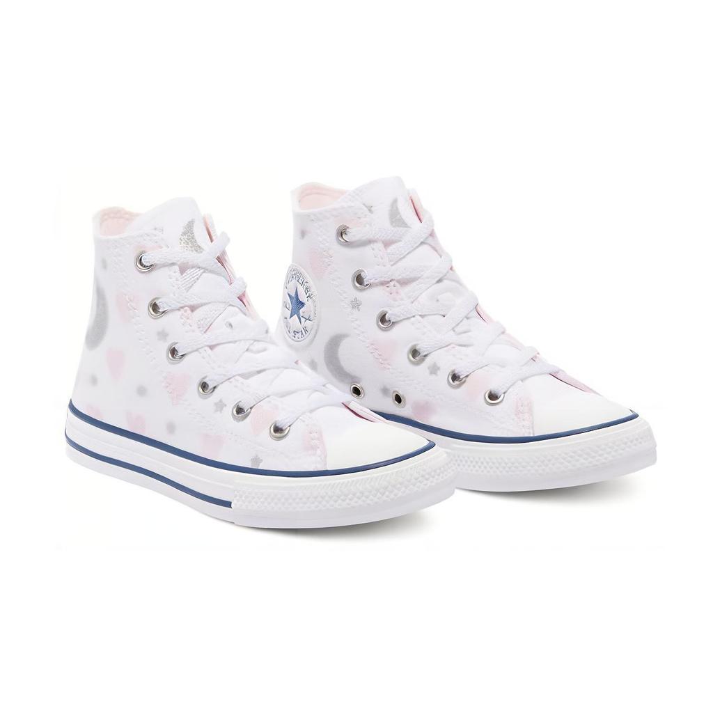 Converse Chuck Taylor All Star High GS My Wish Kids Sneakers White Pink Silver 671094C