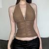 European and American style summer new women's clothing sexy V-neck neck sling vest mesh pleated top women