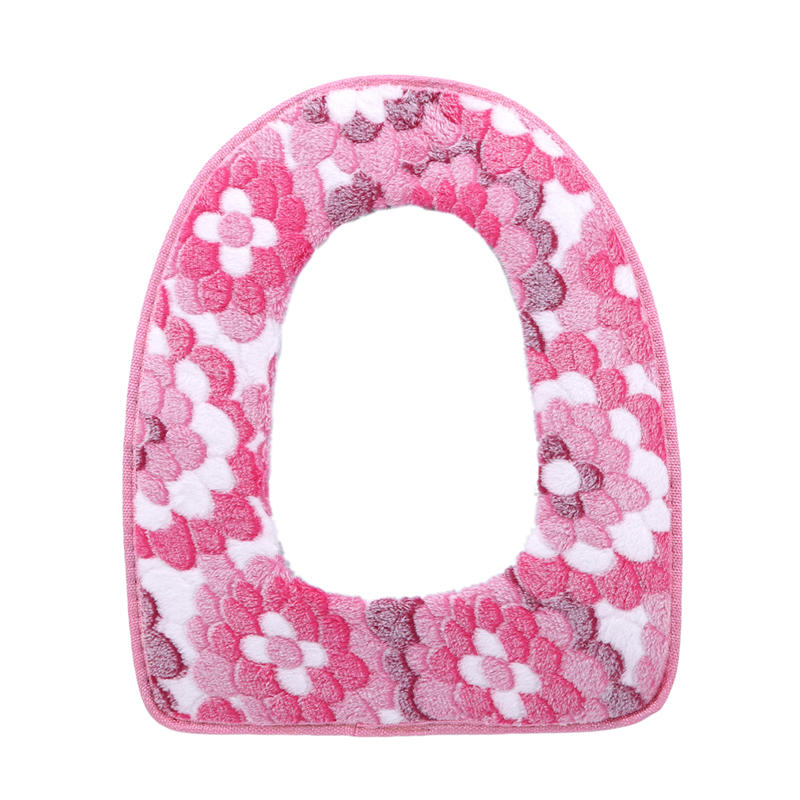 Měkký Korálový Sametový Potah na Záchodové Sedátko Podložka Květinový Vzor Design Koupelnový Dekorativní Doplněk Pro Domácí Koupelnu Ochrana Záchodu Prachotěsný Lze Nainstalovat Odstranit