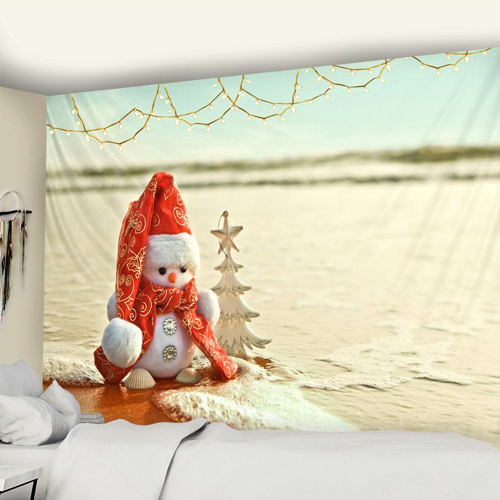 Christmas Snow Scene Tapestry Wall Hanging Art Cartoon Illustration Bohemian Style Bed Curtain Dormitory Home Decor
