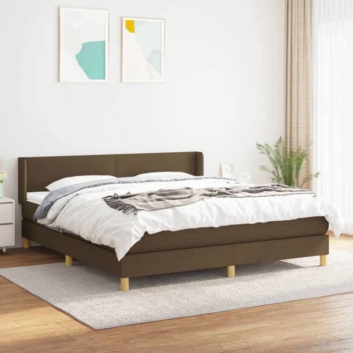 Maison Exclusive - Sommier à lattes de lit avec matelas Marron foncé 160x200 cm