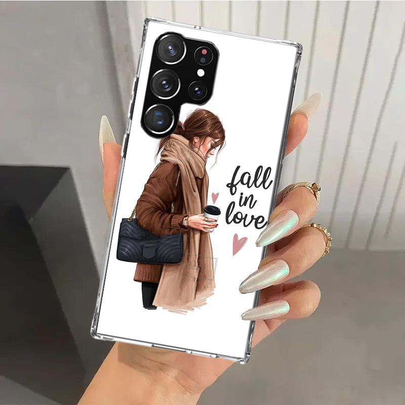 

Girl Boss Female Coffee Phone Case for Samsung Galaxy S26 S24 S23 Ultra S25 Edge S22 S21 Plus S20 FE + Soft Print Shell Funda Ga Samsung S20 FE