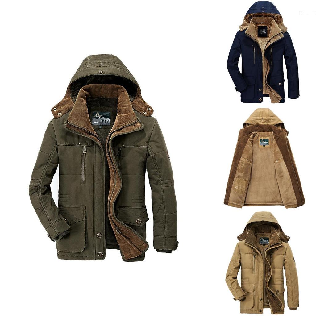 Herren Premium Qualität Warme Jacke Militärparka Pelzgefüttert Langer Mantel Mit Kapuze Wintermantel