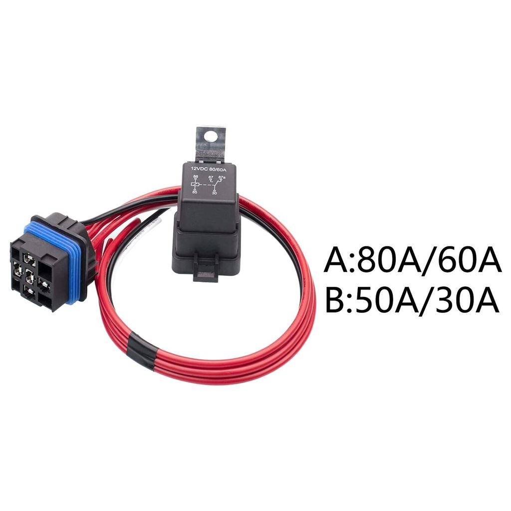 High Power 5 Pin Relay Socket Harness Kit Waterproof for Automotive Marine Car Fan Truck Boat 12V 80A 60A