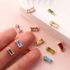 5 PCs Brass & Cubic Zirconia Birthstone Charms 18K Gold Plated Rectangle Mini Pendants For DIY Necklace Bracelet Making 9mm x4mm