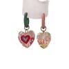 Half Sweet Thoughts: Asymmetrical Korean Drip Oil Love Heart Flower Earrings - Exquisite & Stunning Design