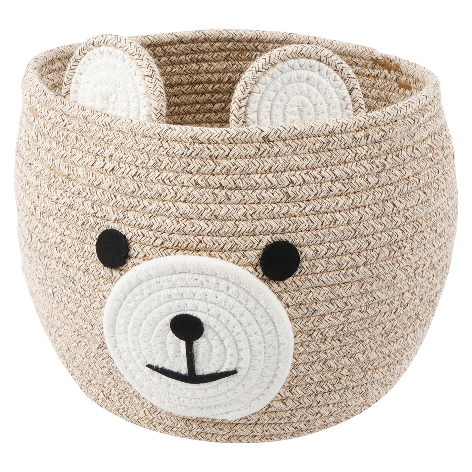 

Корзина для хранения Медведь из хлопкового шнура, многоцелевой органайзер для мелочей и игрушек, складной, бытовой подарок, корзина для белья