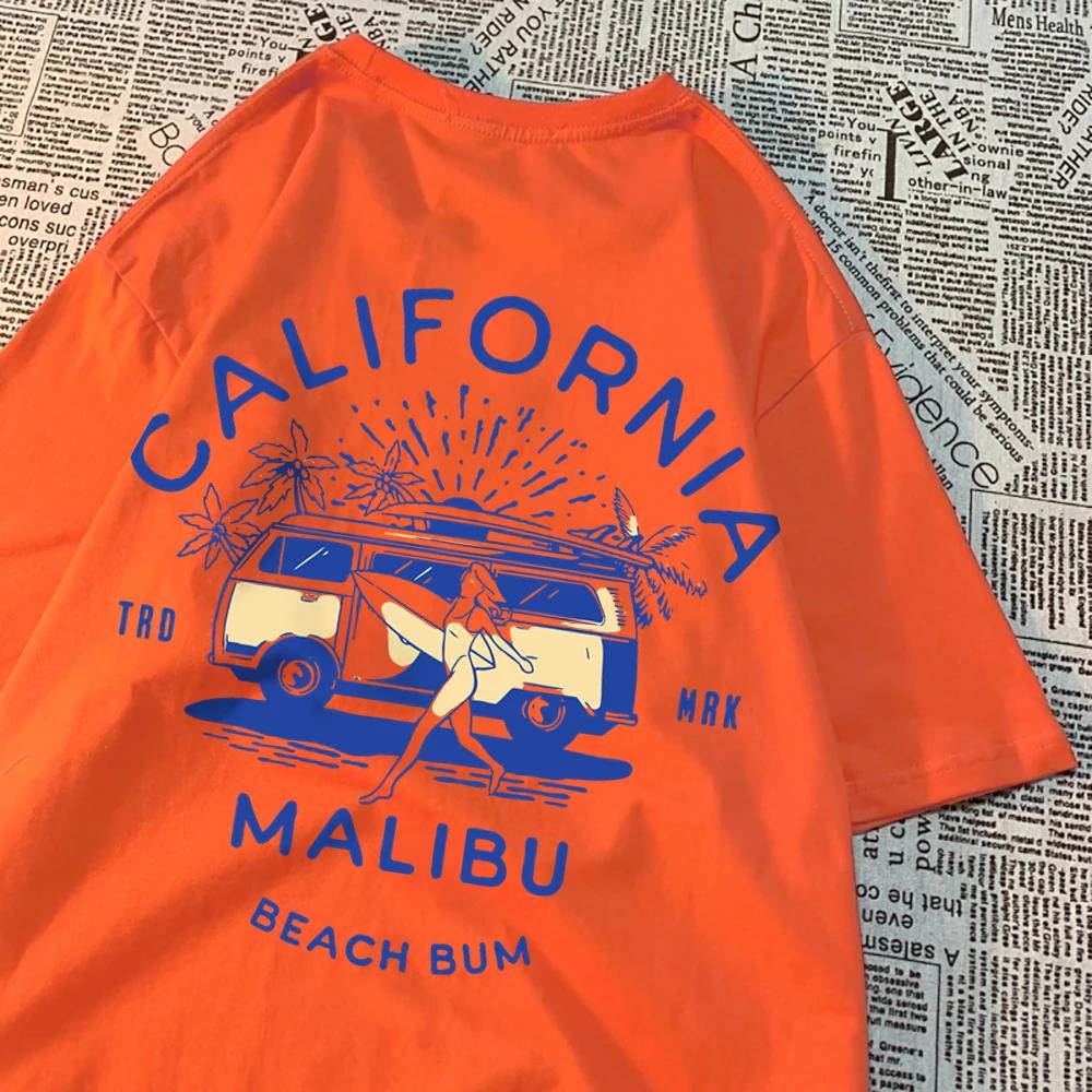 California Malibu Beach Bum T Shirts Men Women Summer New Streetwear Couple Tee Clothes T Shirt Pattern Loose T-Shirts Couple