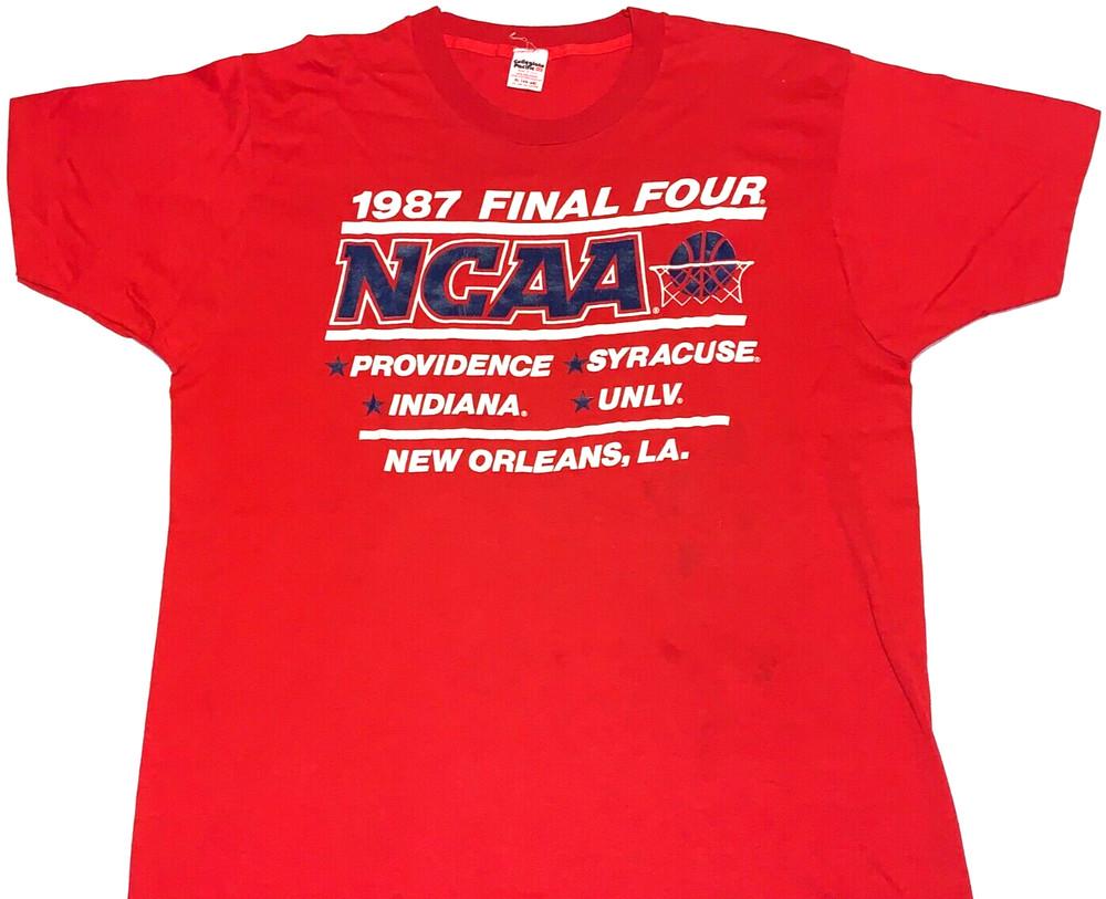 1987 NCAA Final Four UNLV Indiana Syracuse Providence Футболка LG Однострочная Унисекс Футболка L