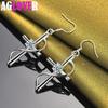 925 Sterling Silver Cross AAA Zircon Drop Earrings Jewelry