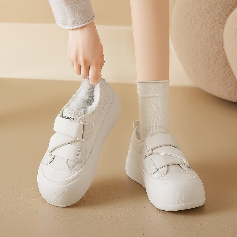 Augustine Velvet Little White Shoes Women's 2025 New Winter Thickened Cotton Shoes Muffin Platform Casual Sports Shoes