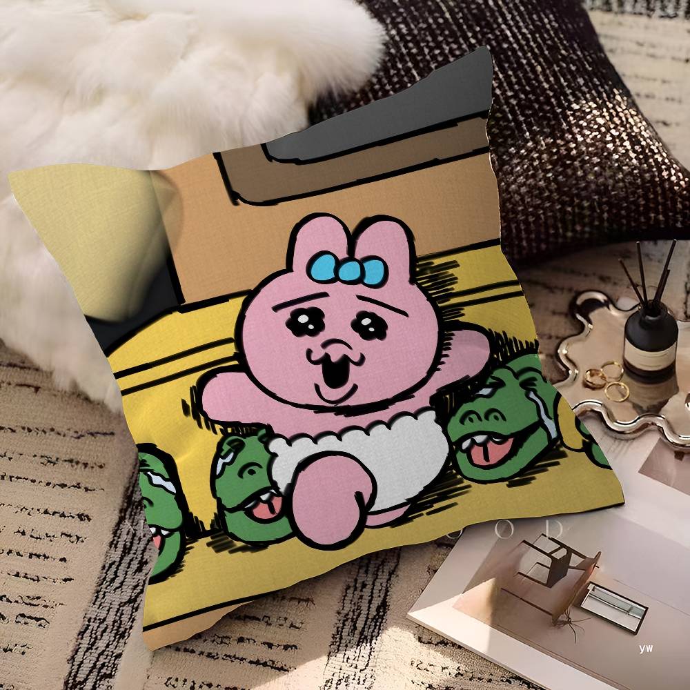 Cute Rabbit Print Pillow Cover, Durable & Machine Washable, Bedroom Decorative Cushion Cover