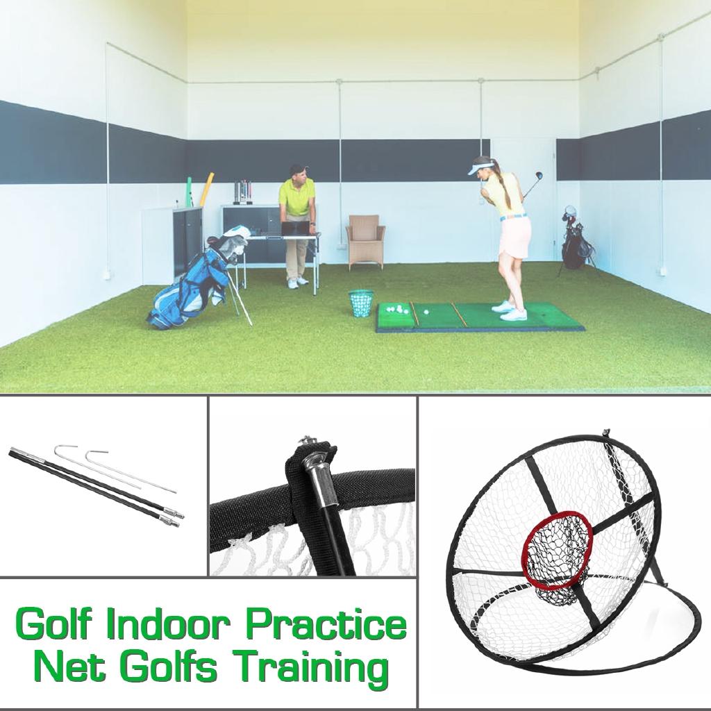 65x Foldable Golf Outdoor Indoor Chipping Pitching Cages Mats Practice Easy Net Golf Training Golf Aids Metal + Net 54CM
