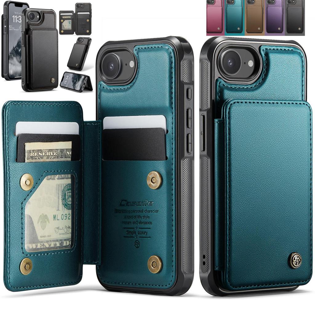 Wallet Card Holder Case for iPhone 17 16 15 14 13 12 11 Pro Max XS XR 6 7 8 Plus SE2 Artificial Leather Cover