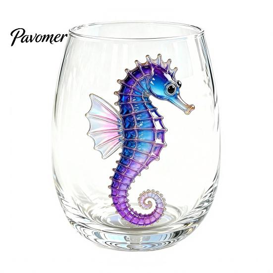 Unique Sea Creature Drinkware Octopus Stemless Wine Glass, 3D Marine Animal Printed Bar Shape Cocktail Cup Borosilicate Glassware, for Cocktails