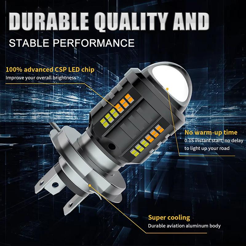1 Stück H4 Motorrad Scheinwerferbirne Zweifarbig Weiß Gelb BA20D H6 CSP 3570 LED Scheinwerfer mit Angel Eye