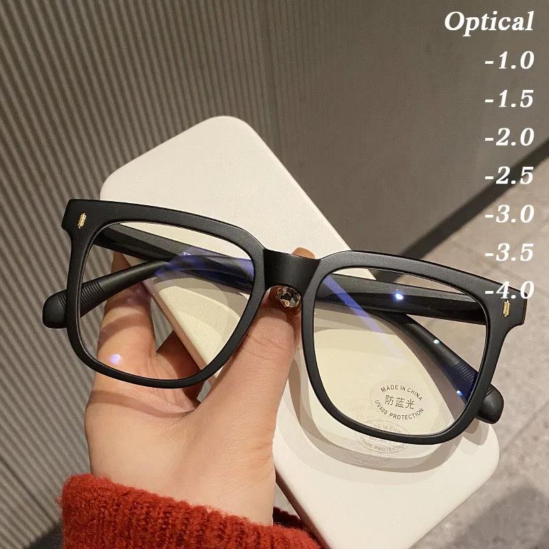 Oversized Myopia Glasses Women Men Anti-Blue Light Computer Glasses Diopter Lens Eyewear Luxury Prescription Optical Eyeglasses
