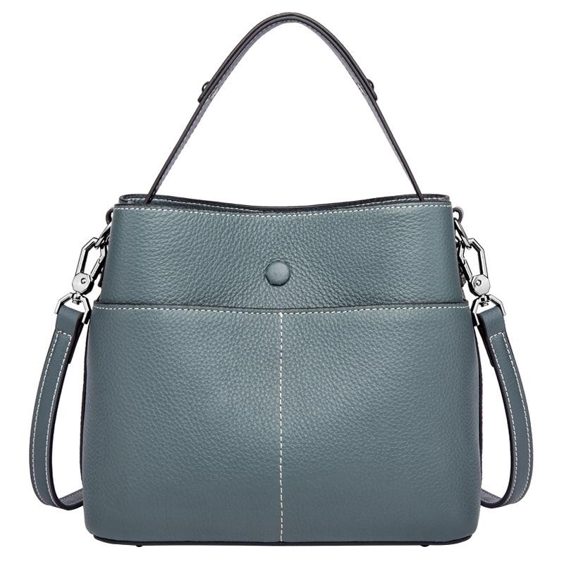 Top-grain Leather Women's Bag, Fashionable and Versatile Bucket Bag, Single-shoulder Leather Crossbody Bag for Women