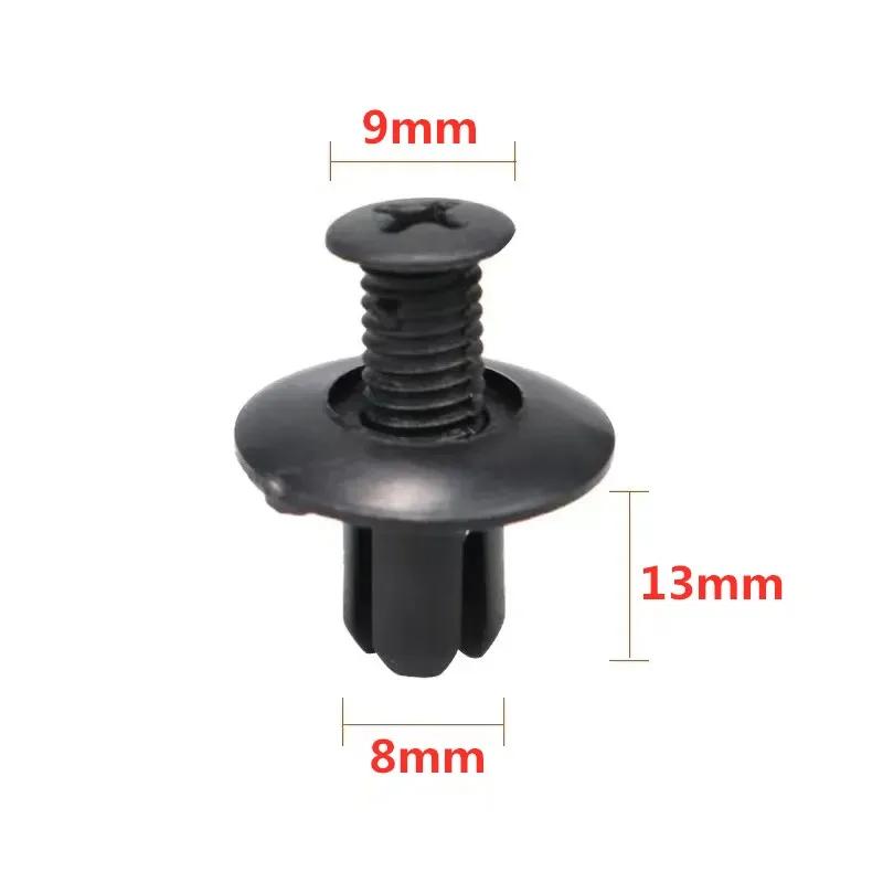 5/100 x 8 mm gaură ușă nituri plastic cleme elemente de fixare masini negre căptușite acoperire Barbs nituri auto elemente de fixare retinere știft cleme pentru a