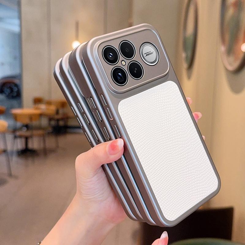 Exklusivt Lyxigt Läder Telefonfodral för Xiaomi POCO F8Pro F8 Ultra Aluminiumlegeringsram Anti-fall Heltäckande Skydd för Kameralins