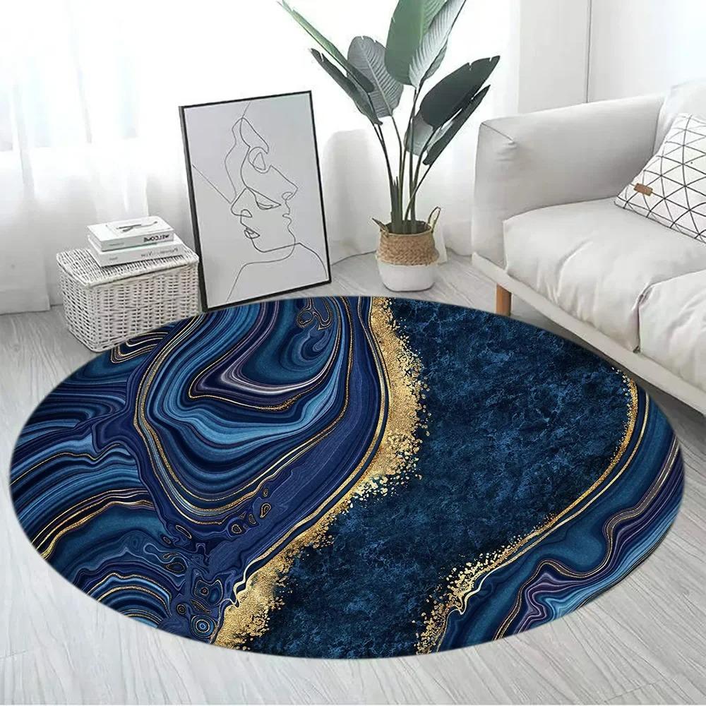 Marble Pattern Round Carpet Large Size Area Rugs for Living Room Bedroom Bathroom Soft Children Crawling Play Mat Home Decor