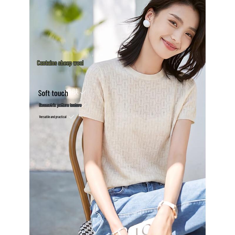 Women s Summer Round Neck Knit T-Shirt L
