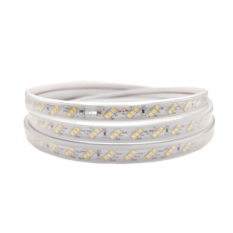 220V 2835 LED Strip Light, 180° Angle, Three Rows, Neutral 4000K, Natural Rubber-Coated Soft Light