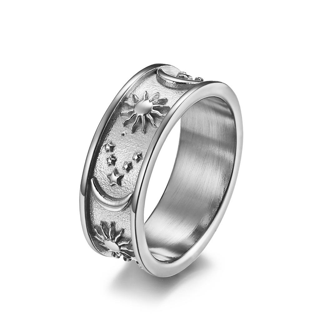 2026 Star Moon Sun Ring Proposal Hand Jewelry for Men and Women 5#