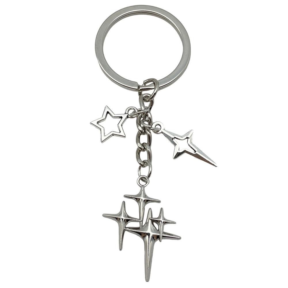 Trendy Four-Point Star & Moon Keychain Pendant: Simple Bag Decoration