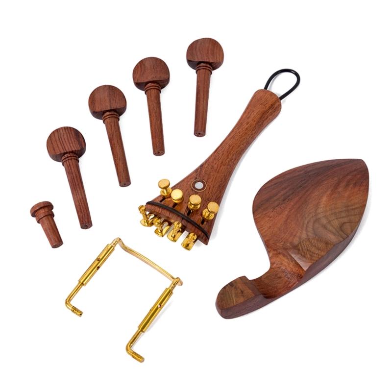 Chinrest Endpin Tailpiece Tuning Pegs Ebony Chin Rest for 4/4 Violin Replacement