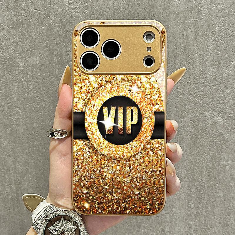 

Glimmering Gold vip High-end Phone Case Electroplated Glass PhoneCase for iPhone 17 16 15 14 13 12 11pm Pro Plus Dropresistant iPhone 11 Pro Max