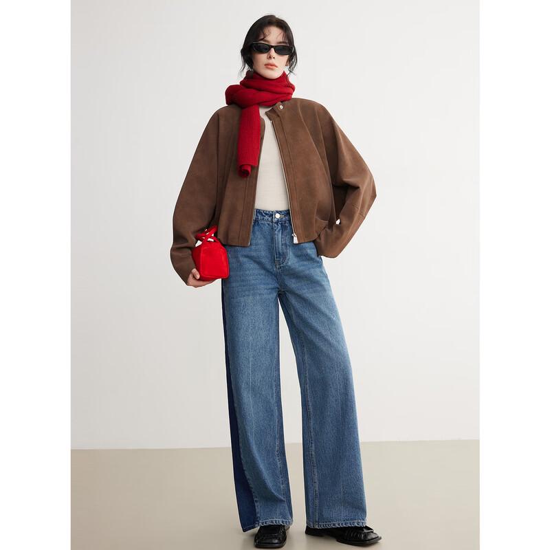 ELLE Women's French Retro Wide-Leg Denim Jeans