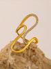 1 Fashion Niche High-end Exaggerated Stainless Steel 18K Gold Plated S-Wire Diamonds Open End Women's Ring